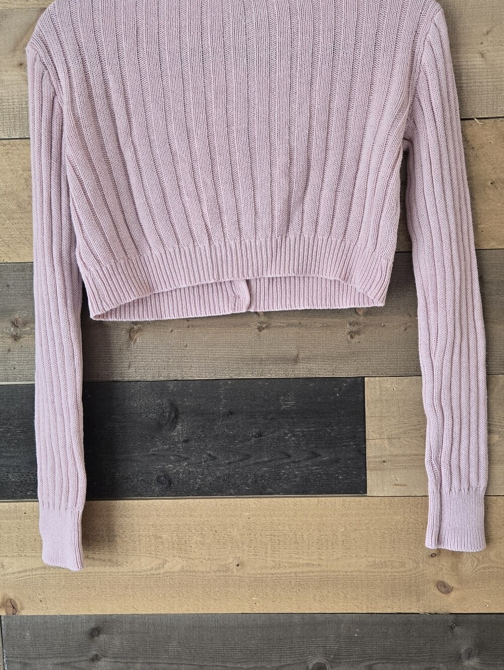 Wild Fable Light Pink Cropped Ribbed Button-Front Cardigan - Picture 4 of 5